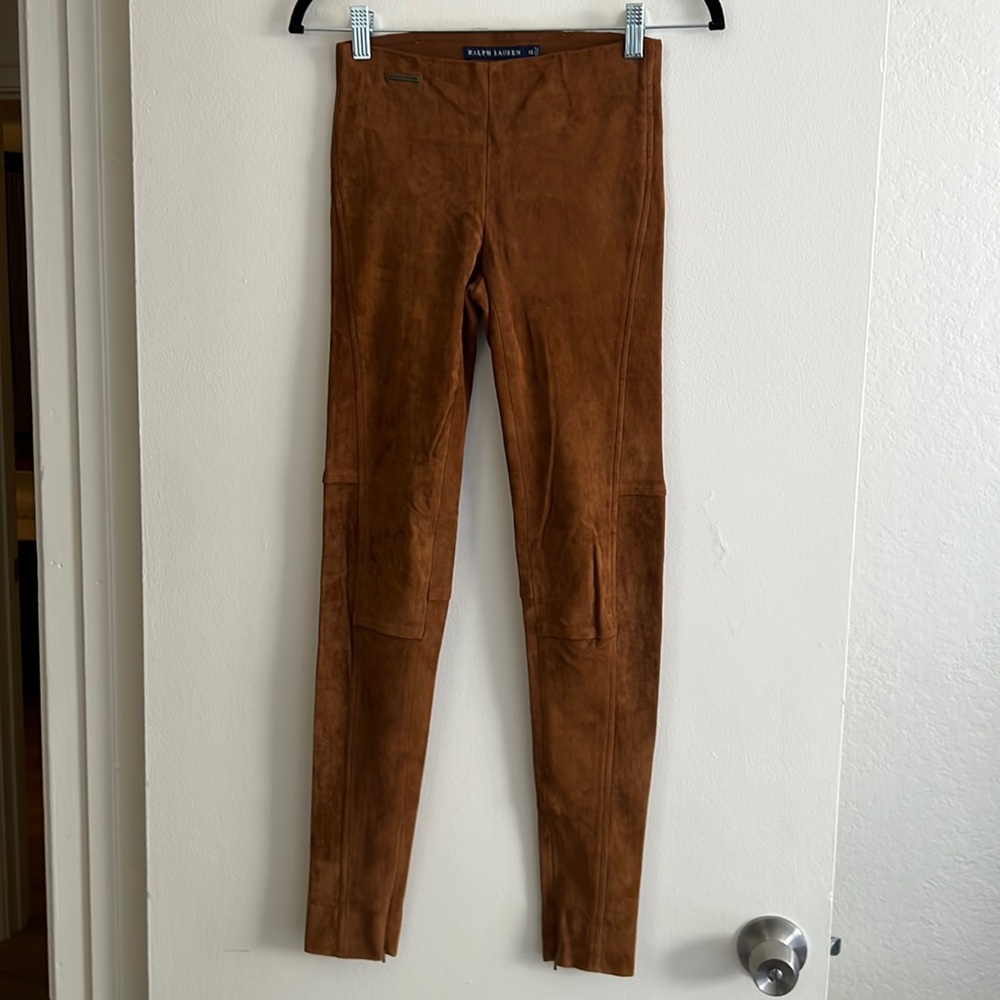 Ralph Lauren Blue Label suede Jodhpur style leggings.